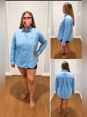 Torrid Light Blue Denim Button-Up Shirt